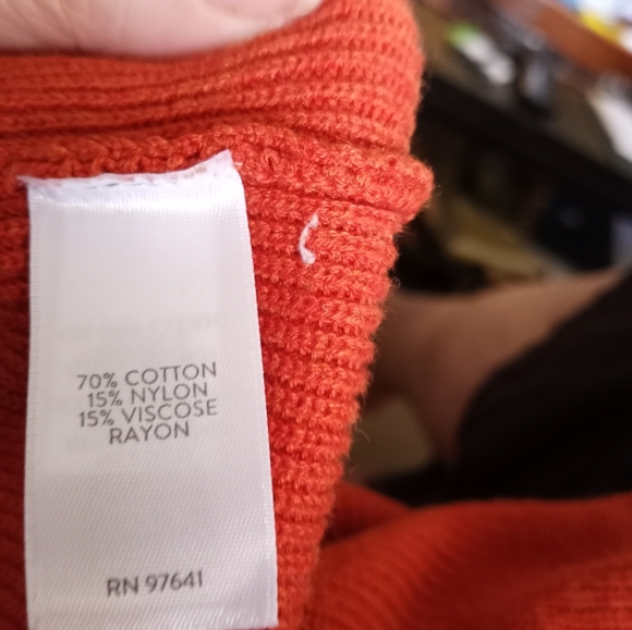 J. Jill Women's Size M Erin Burnt Orange V-Neck Ribbed Shaker Knit Style - Picture 6 of 6